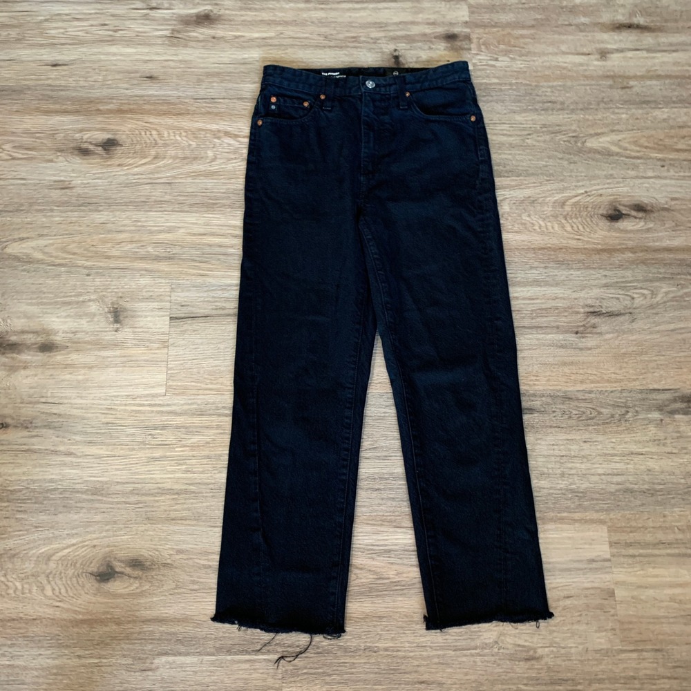 AG Adriano Goldschmied The Phoebe High Waisted Tapered Leg Black Jeans 26R